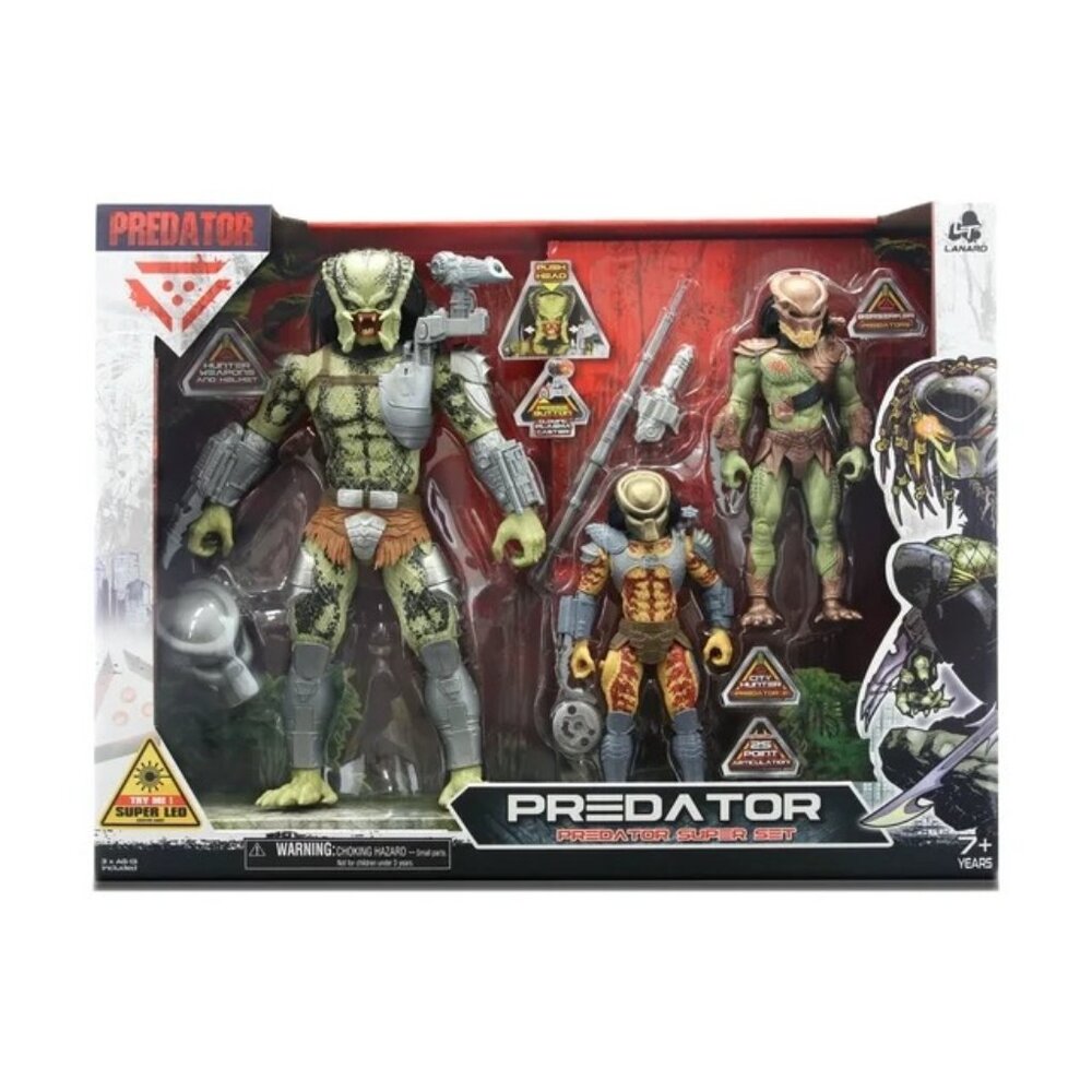 Predator Action Figure Super Set - 12" Jungle Hunter, 7" City Hunter, 7" Berserk